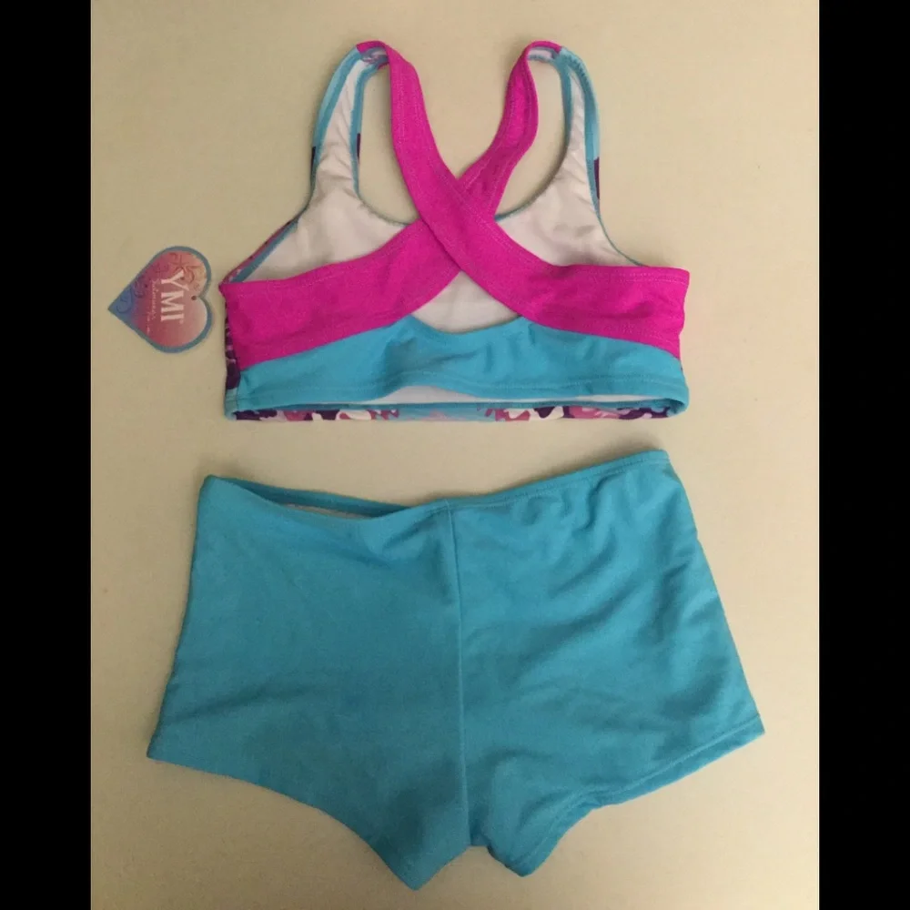 NWT YMI GIrls tie dye heart 2pc swim‎ set suit